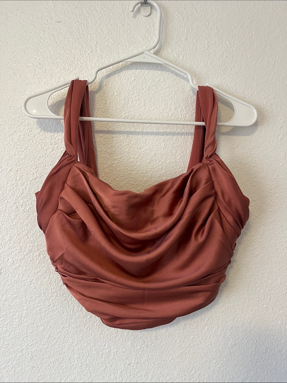 House of CB Aella Rose Satin Cowl Neck Draped Corset I Size Small SEE STITCHING